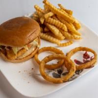 Chicken Burger · Make it a basket with fries and onion rings.