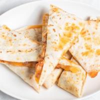 Chicken Quesadilla · Grilled chicken, cheddar jack cheese with a side of salsa and sour cream.