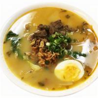 Beef Bone Broth And Curry Noodle Soup (Spicy) · House made beef bone broth with spicy beef curry over noodle