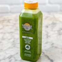 Green Glory (16 Oz) · Apple, kale, lemon, spinach, cucumber, celery, and probiotic boost.