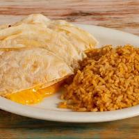 Kid Quesadilla · Choice of cheese, beef or chicken quesadilla with drink