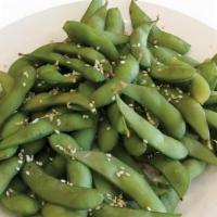 Edamame · Steamed, salted soybeans.