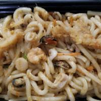 Spicy Seafood Noodle · Noodles, shrimp, crabmeat, scallop, fish, onion, carrot