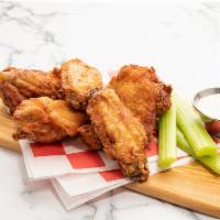 Jumbo Wings (5-Pc Appetizer Pack) · 5 crisp fried golden-brown wings tossed in the sauce of your choice.