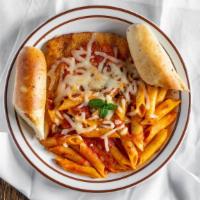 Chicken Parmigiana  · Breaded Chicken Breast in Marinara Sauce and Mozzarella Cheese over your choice of Spaghetti...