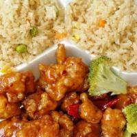 General Tso · Served with steam rice or fried rice and egg roll.