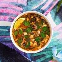 Vegan Tom Yum · Hot and sour lemongrass soup with your choice of tofu or vegetables.