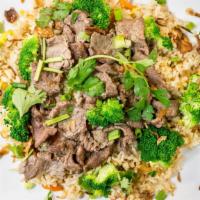 Beef Fried Rice · Fried with egg, broccoli, carrot, and Beef
