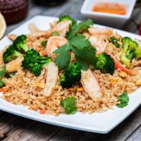 Seafood Fried Rice · With Shrimp, Squid and Imitation Crab