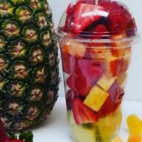 Fruit Cup · Fruit cup: Comes with strawberries, watermelon, honey dew, cantaloupe, cucumbers, and pineap...