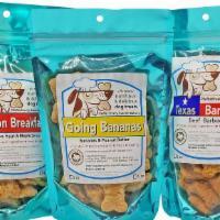 Dog Biscuit Treats 3-Pack · • Bacon breakfast, 4 oz: real bacon, eggs and organic maple syrup going bananas;
• Going Ban...