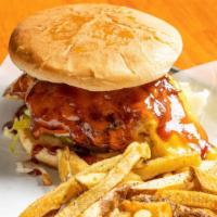 Honey Bbq Chicken Sandwich · Grilled chicken with shredded cheddar cheese, smoked bacon bits and BBQ sauce.