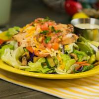 Grilled Chicken & Vegetable Salad · A special blend of grilled zucchini, mushrooms, carrots, onions and bell peppers served on l...