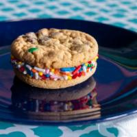 Cookie Sammich · 2 Chocolate Chip Cookies, House-made Buttercream Filling, and Sprinkles...
But Sprinkles are...