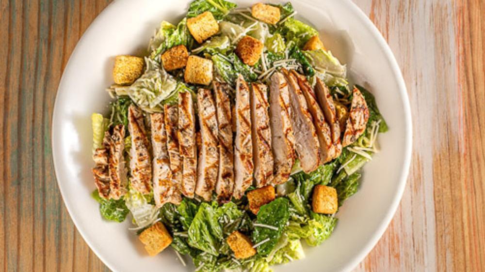 Caesar Salad With Chicken · $9.39 Sm / $12.09 Lg. Romaine lettuce, parmesan cheese, and croutons.