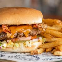 Bacon Willie Burger · Half pound beef patty, cooked medium well, choice of cheese, bacon, includes mayo, mustard, ...