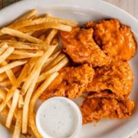 Tossed Tenders · (5 pieces) Hand-breaded chicken tenders tossed in your choice of sauce. Choice of one side.