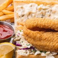 Cajun Catfish Poboy · $14.69. Grilled, fried, or blackened catfish served on hoagie roll with tartar and spicy sla...