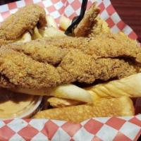 2 Fish & 4 Shrimp · Includes fries and texas toast with tarter sauce.