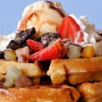Oreo Bits Waffle · Sweet waffle with embedded oreo bits