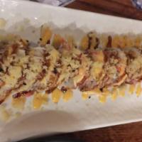 Preston Roll · Inside : Cream Cheese, Crabmeat, Shrimp Tempura / Top : Crabstick w/ eel and spicy mayo
