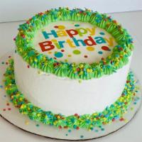 Birthday Cake · Serves 10-12. Chocolate and Vanilla froyo layers, with a yummy fudge-and-Oreos filler, on a ...