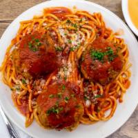 Spaghetti Meatballs · Spaghetti with homemade meatballs in marinara sauce.