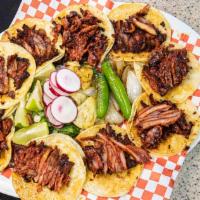 10 Trompo Tacos · Trompo meat only. (spicy pork)