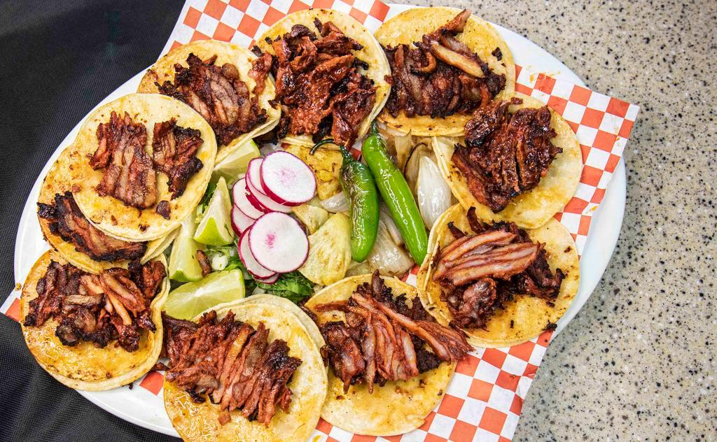10 Trompo Tacos · Trompo meat only. (spicy pork)