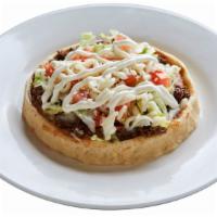 Sope · Authentic Mexican Sope consisting of masa served with your choice of meat. (Beans, Meat, Let...