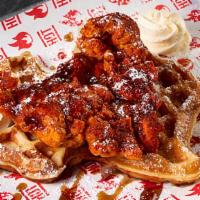 Hot Chicken & Waffle · Crispy Chicken Breast(pick your heat level), Texas Shaped Waffle, Whipped Butter, Natural Ma...