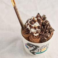 Peanut Butter Creamy · Mix: chocolate, peanut butter, and English toffee. Toppings: crushed oreos, chocolate chips,...