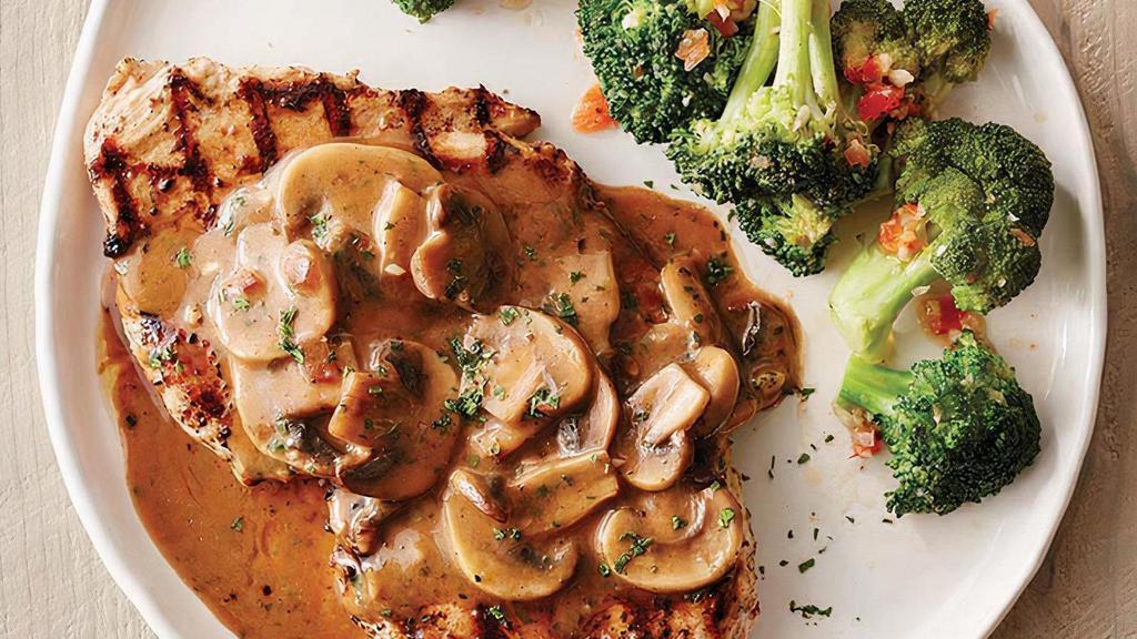 Chicken Marsala · Wood-grilled and topped with mushrooms and our Lombardo Marsala wine sauce