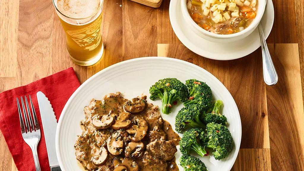 Veal Marsala · Sautéed and topped with mushrooms and out Lombardo Marsala wine sauce
