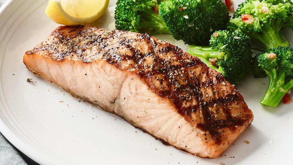 Simply Grilled Salmon* · Wood-grilled . *These items are cooked to order. Consuming raw or undercooked meats, poultry, seafood, shellfish, or eggs which may contain harmful bacteria may increase your risk of foodborne illness, especially if you have certain medical conditions. (GF)