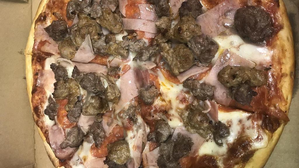 Meat Lover'S Pizza · Pepperoni, ham, beef, Italian sausage, Mozzarella cheese.