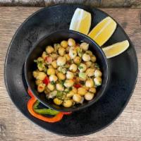 Chickpea Salad · Vegetarian. Chickpeas, Diced Bell Pepper, Olive Oil, Garlic, Lemon Juice.