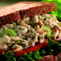 Classic Chicken Salad · (670 cal). Toasted sunflower grain bread with fresh made chicken salad, sliced tomatoes and ...