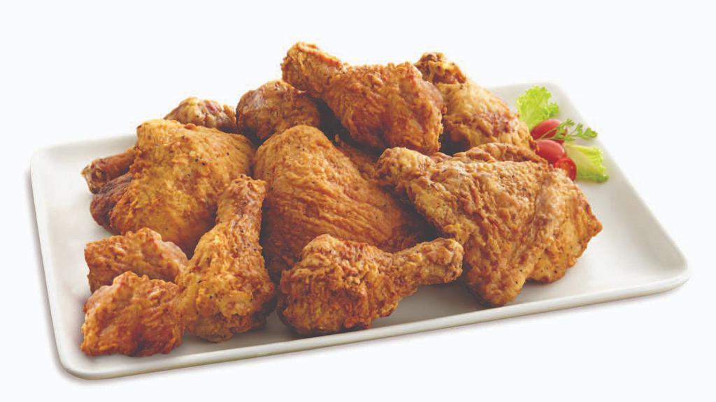 Fried Or Baked Chicken 12 Pc. Mixed Family Meal · Mixed 12 pieces with two sides(pint size) and bread.