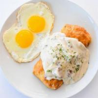 Stuffed Biscuit & Gravy · A giant fresh baked biscuit stuffed with sausage, peppers, onions & cheese. Topped with grav...