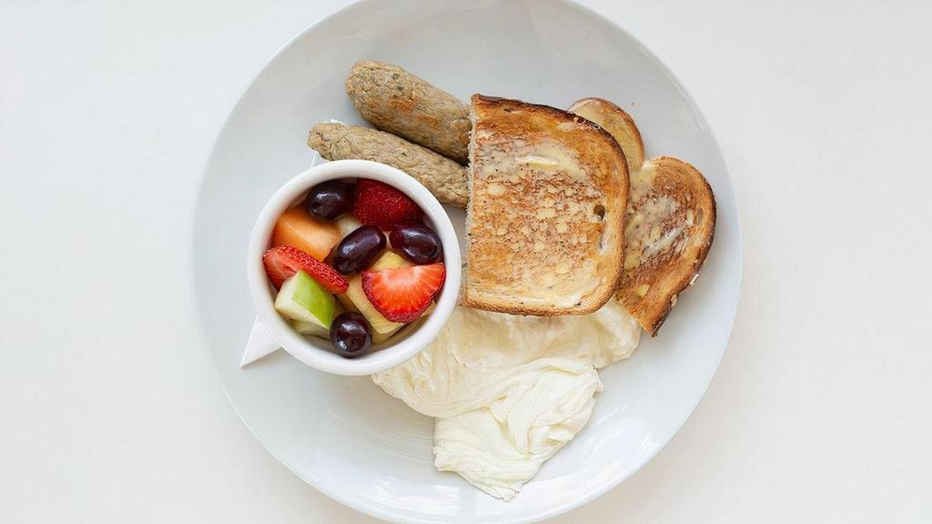 Power Breakfast · Scrambled egg whites, chicken sausage, fresh fruit & wheat toast