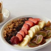 Berry Yogurt Bowl · Organic vanilla yogurt, sliced fruit, granola & a swirl of our homemade berry jam, served wi...