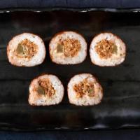 Cowgirl · pickle vegan tempura, sriracha-fried onion rings, bbq paper, vegan mayo, tonkatsu sauce (5 p...