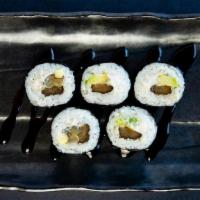 Unami Maki (Vg) (Gf) · bbq eggplant eel, vegan cream cheese, avocado, gluten-free sweet soy sauce (5 pcs)
