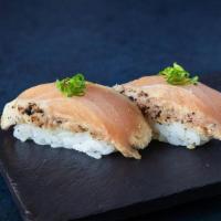 *Tombo Ahi Nigiri · seared albacore. canada & alaska, pole caught. the seafood in this product carries an eco-ce...