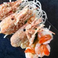 *Ama Ebi Sashimi · spot prawn with fried head. canada, north pacific ocean, pots & traps