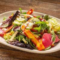 Simple · fennel, carrot, radish, mixed greens, tomatoes, cucumber, red wine vinaigrette