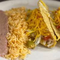 Crispy Taco Dinner · 2 tacos (beef or chicken)