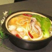 Seafood Rice Noodle 海鲜米线 · Flounder / Rice Noodle / Shrimp / Squid Cube.