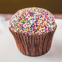 Birthday Cake Cupcake · Vanilla cupcake topped with our signature buttercream frosting and sprinkles.